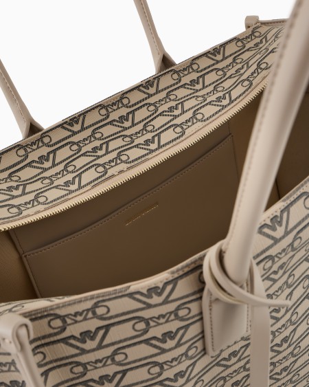 Armani Bolso shopper mediano con estampado integral de monograma Oferta especial