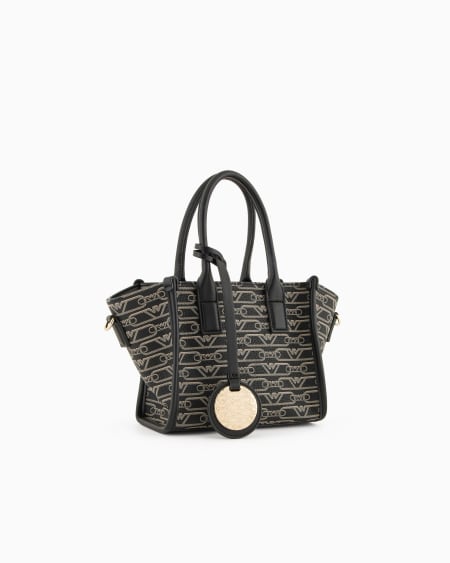 Armani Bolso shopper pequeño con estampado integral de monograma Envío gratis