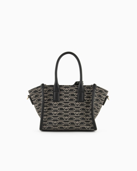 Armani Bolso shopper pequeño con estampado integral de monograma Envío gratis