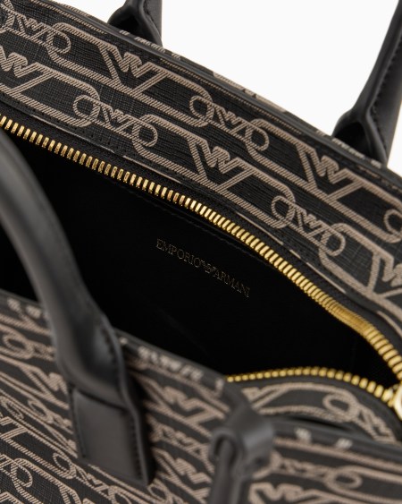 Armani Bolso shopper pequeño con estampado integral de monograma Envío gratis