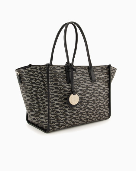 Armani Bolso shopper mediano con estampado integral de monograma COMPRAR AHORA