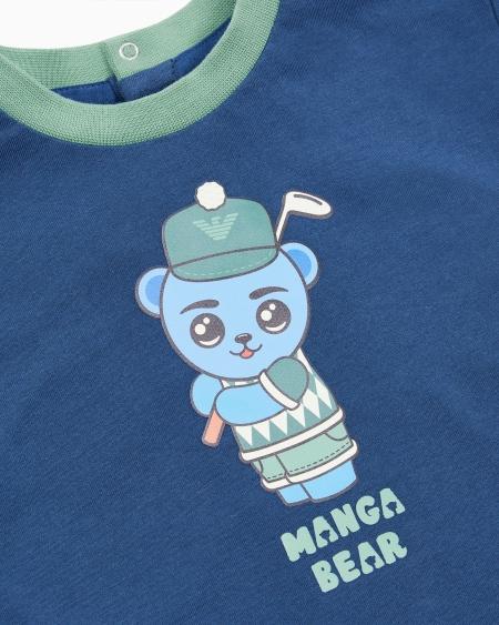 Armani Camiseta de punto orgánico con estampado Manga Bear Crew ASV Solo queda un día