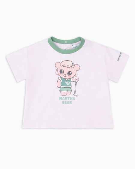 Armani Camiseta de punto orgánico con estampado Manga Bear Crew ASV Superdescuento