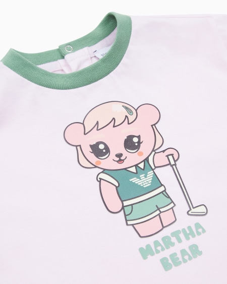 Armani Camiseta de punto orgánico con estampado Manga Bear Crew ASV Superdescuento