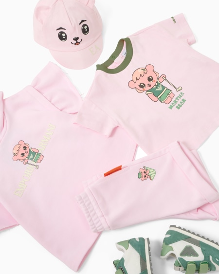 Armani Camiseta de punto orgánico con estampado Manga Bear Crew ASV Superdescuento