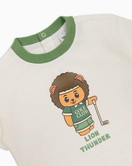 Armani Camiseta de punto orgánico con estampado Manga Bear Crew ASV Tienda de fábrica