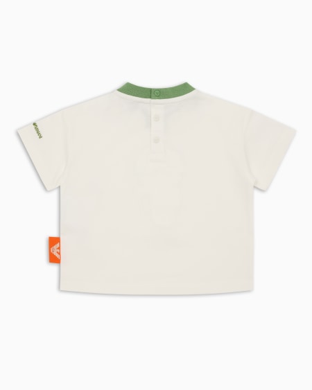 Armani Camiseta de punto orgánico con estampado Manga Bear Crew ASV Tienda de fábrica