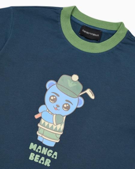 Armani Camiseta de punto orgánico con estampado Manga Bear Crew ASV Limitado a 3 días