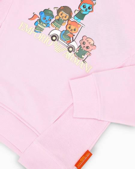 Armani Sudadera de punto orgánico con estampado Manga Bear Crew ASV Libre de impuestos