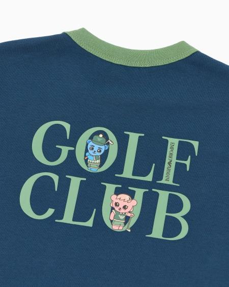 Armani Camiseta de punto orgánico con maxiestampado en la espalda Manga Bear Crew ASV Última moda