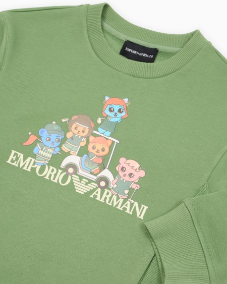 Armani Sudadera de punto orgánico con estampado Manga Bear Crew ASV Descuento por venta flash