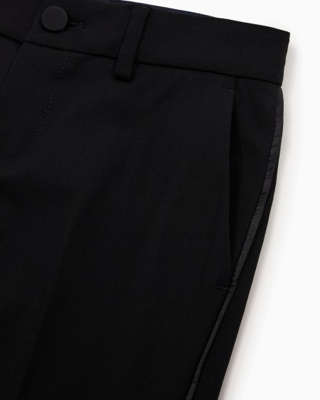 Armani Traje esmoquin de abotonadura sencilla de lana fría con detalles de satén Outlet online
