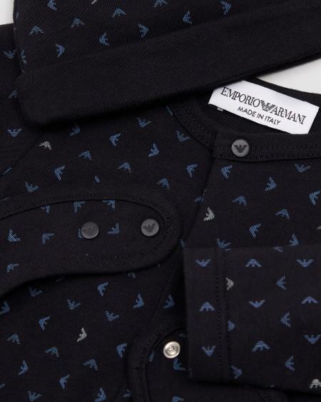 Armani Set de regalo con mono babero y gorrito con motivo integral de águila con efecto óptico Rebajas