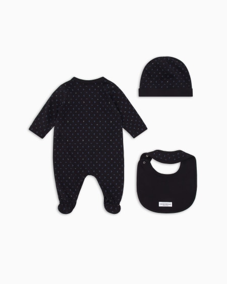 Armani Set de regalo con mono babero y gorrito con motivo integral de águila con efecto óptico Rebajas