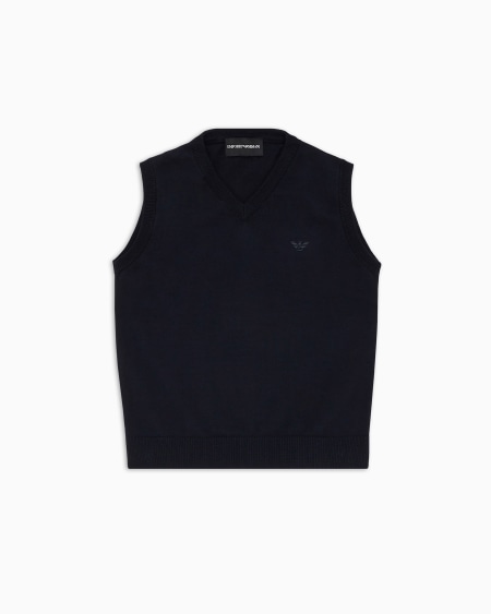 Armani Chaleco con cuello de pico de punto maíz
