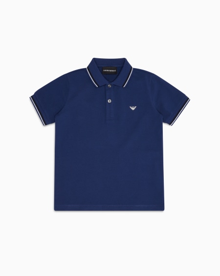 Armani Polo de piqué elástico con bordes a rayas Los más vendidos