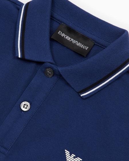 Armani Polo de piqué elástico con bordes a rayas Los más vendidos