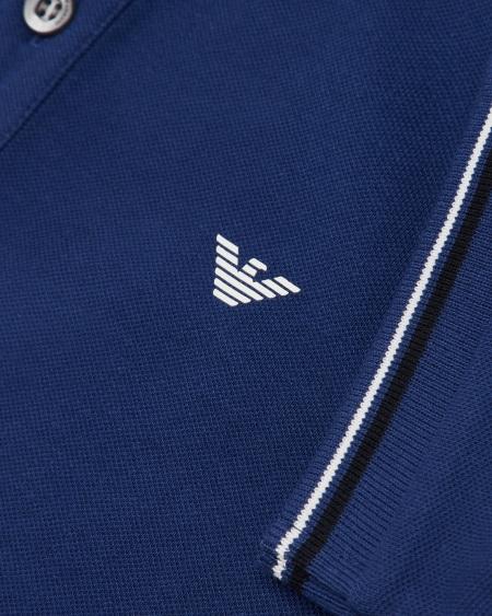 Armani Polo de piqué elástico con bordes a rayas Los más vendidos