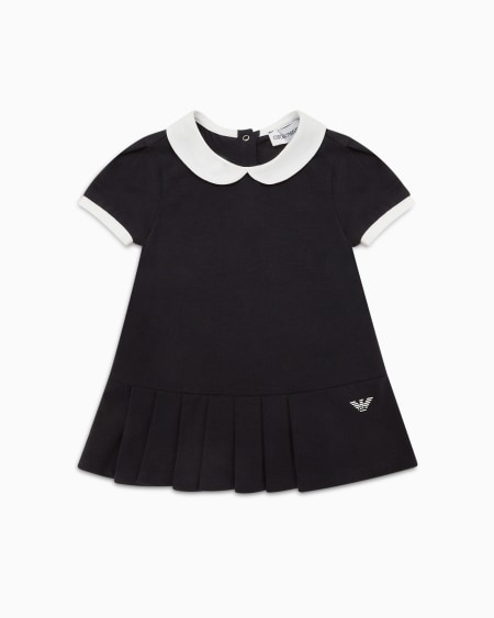 Armani Vestido de punto con cuello Claudine y falda plisada