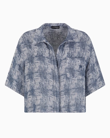 Armani Camisa en gasa de lino con motivo de cuadros Tienda