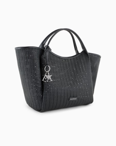 Armani Maxibolso shopper trenzado con colgante de logotipo Liquidación