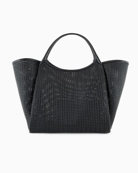 Armani Maxibolso shopper trenzado con colgante de logotipo Liquidación
