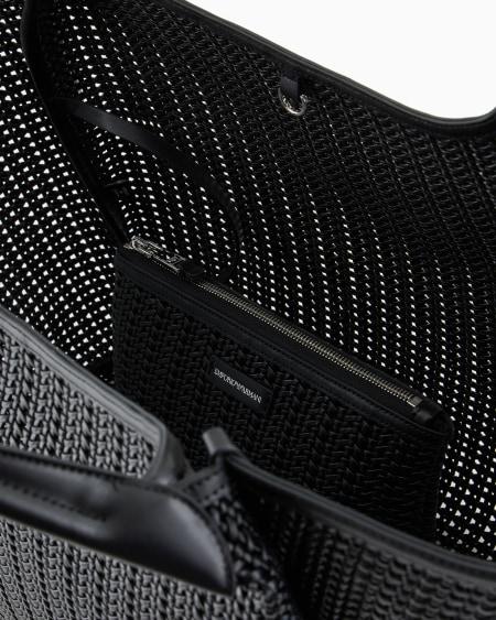 Armani Maxibolso shopper trenzado con colgante de logotipo Liquidación