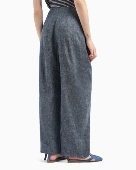 Armani Pantalones con pinzas de cambray de mezcla de lino Rebajas top