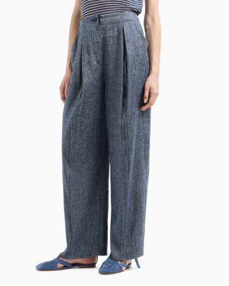 Armani Pantalones con pinzas de cambray de mezcla de lino Rebajas top
