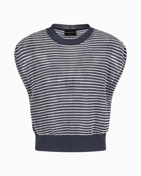 Armani Jersey con trama calada efecto rayas