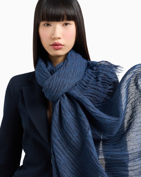 Armani Estola en mezcla de lino cepillado con lunares de tejido jacquard Oferta especial