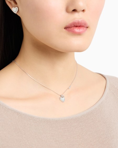 Armani Conjunto de colgante y pendientes en latón color plata Último día