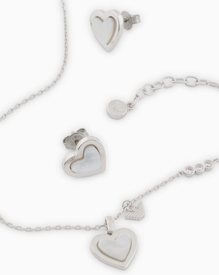 Armani Conjunto de colgante y pendientes en latón color plata Último día