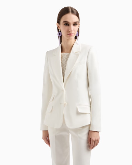 Armani Blazer de abotonadura sencilla de algodón elástico compacto Ahorra y exporta