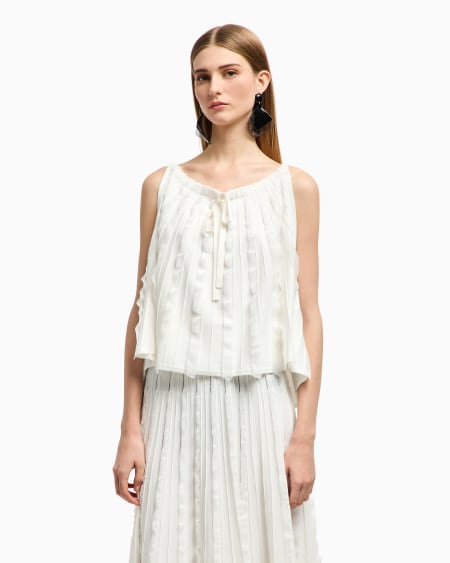 Armani Top de punto de viscosa con volantes Descuentos del mes