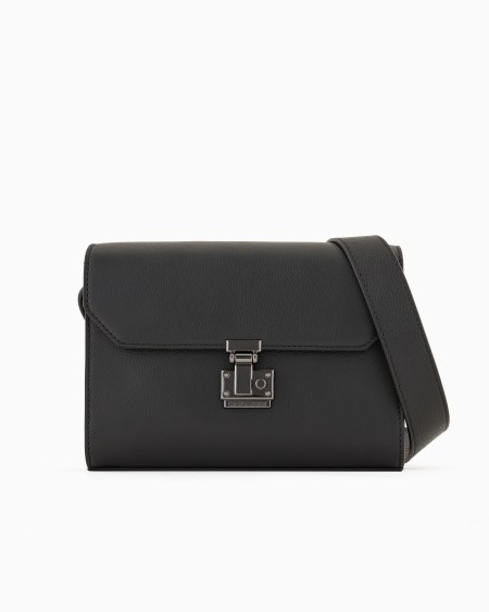 Armani Bolso bandolera de piel abatanada con solapa Venta caliente