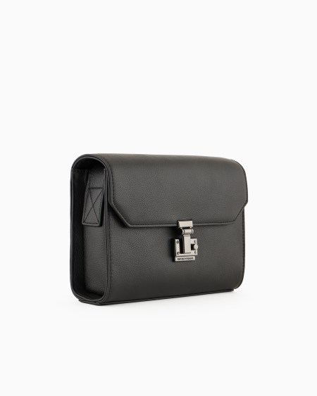 Armani Bolso bandolera de piel abatanada con solapa Venta caliente