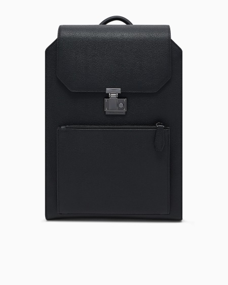 Armani Mochila con solapa y bolsillo para portátil en piel abatanada Gran oferta