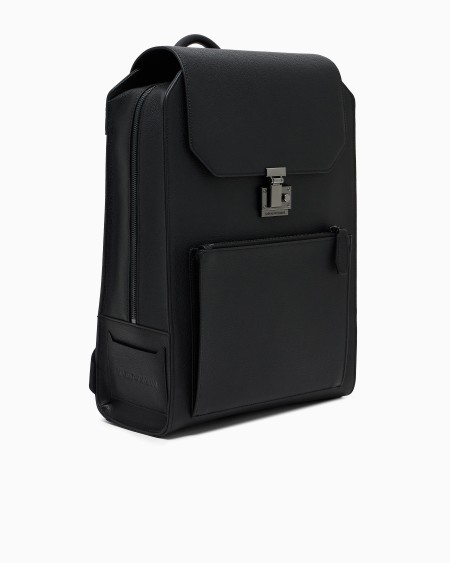 Armani Mochila con solapa y bolsillo para portátil en piel abatanada Gran oferta