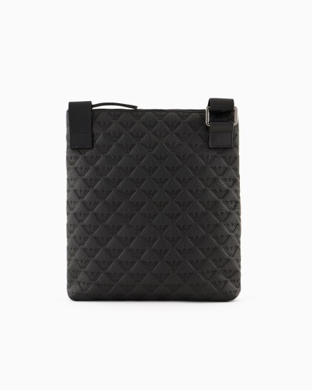 Armani Bolso bandolera plano de piel con motivo de águila en relieve Descuento