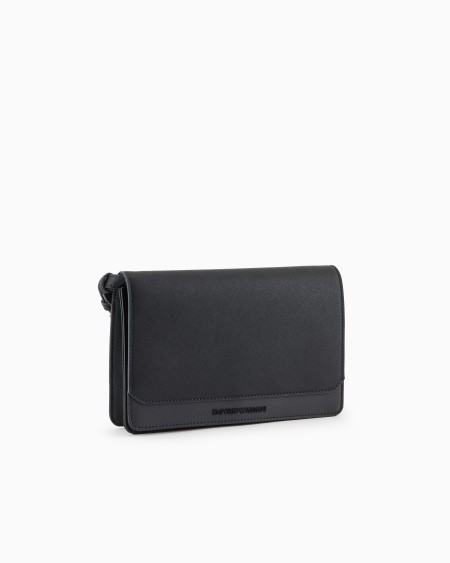 Armani Bolso bandolera con solapa en piel saffiano regenerada y nailon reciclado ASV Tienda
