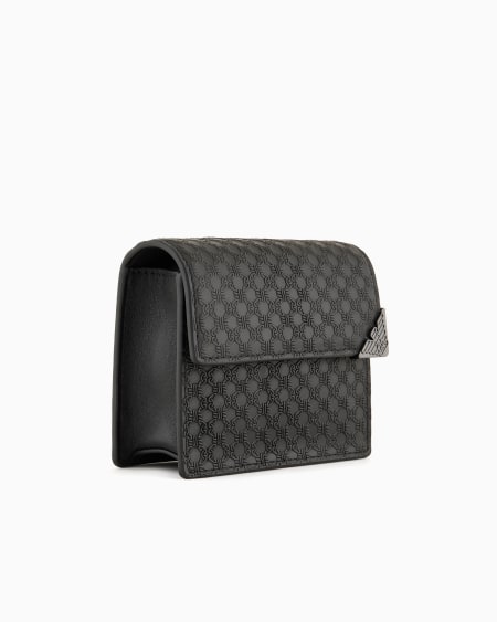 Armani Minibolso bandolera de piel con motivo integral en relieve Liquidación