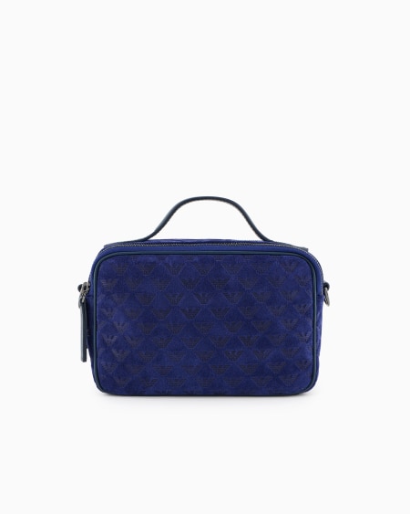 Armani Bolso baúl de ante con bandolera y águila grabada por toda la superficie Mejor oferta