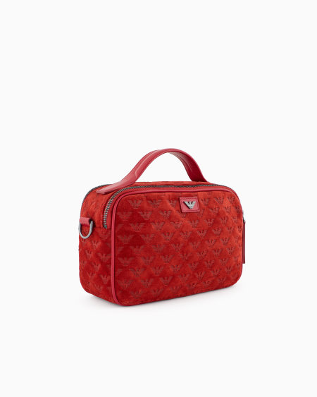 Armani Bolso baúl de ante con bandolera y águila grabada por toda la superficie Envío gratis