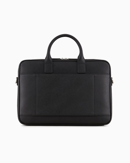 Armani Bolso modelo business de piel saffiano regenerada con placa de águila ASV Precio de fábrica