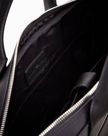 Armani Bolso modelo business de piel saffiano regenerada con placa de águila ASV Precio de fábrica
