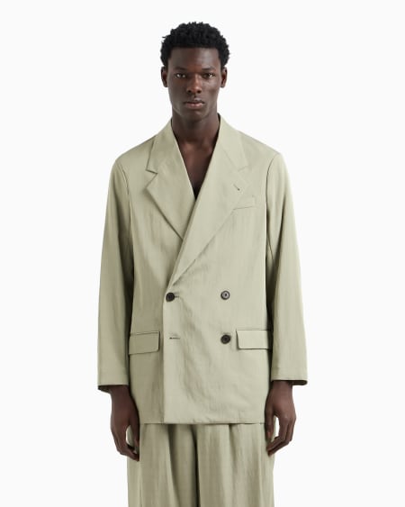 Armani Blazer de abotonadura doble en nailon y viscosa Promoción por tiempo limitado