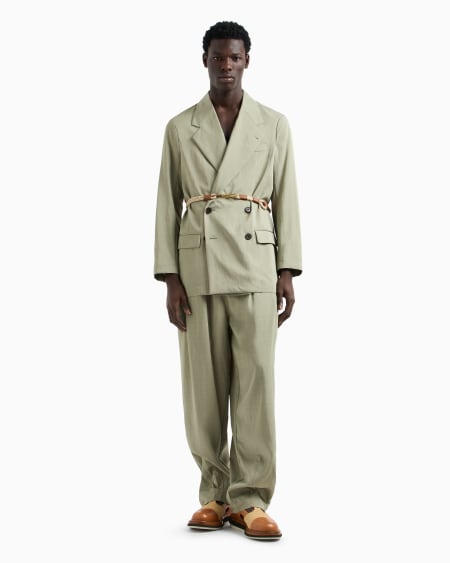 Armani Pantalones con pinzas y cinturón de nailon y viscosa Solo hoy