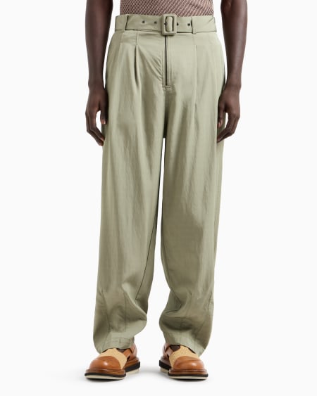 Armani Pantalones con pinzas y cinturón de nailon y viscosa Solo hoy