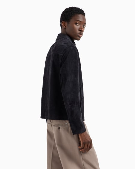 Armani Chaqueta de ante de cabra con cremallera completa Liquidación